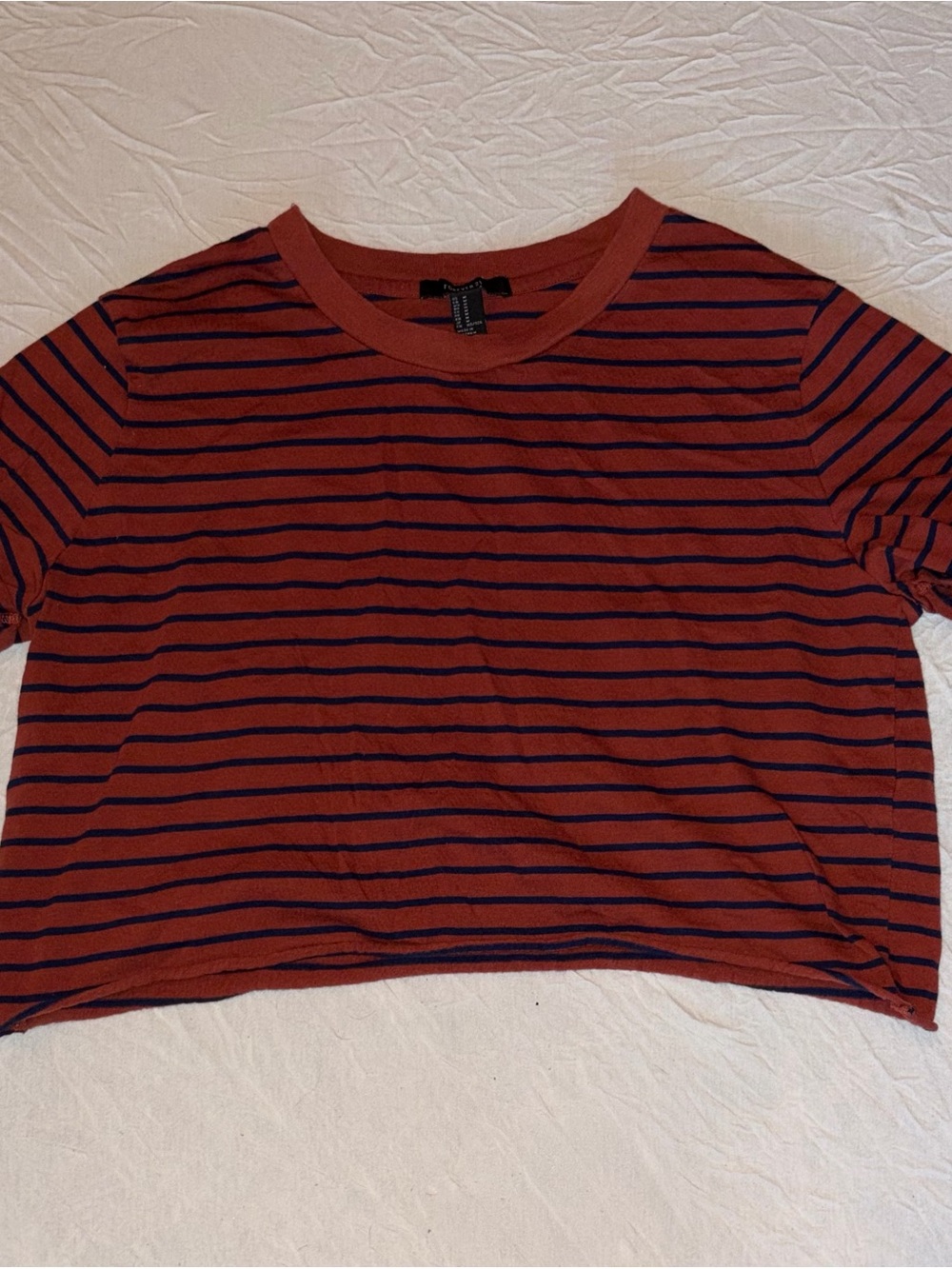 Blue and red striped forever21 oversized crop top
